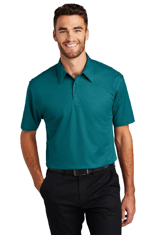 Port Authority Mens Dimension Moisture Wicking Short Sleeve Polo Shirt - Dark Teal Green - Closeout