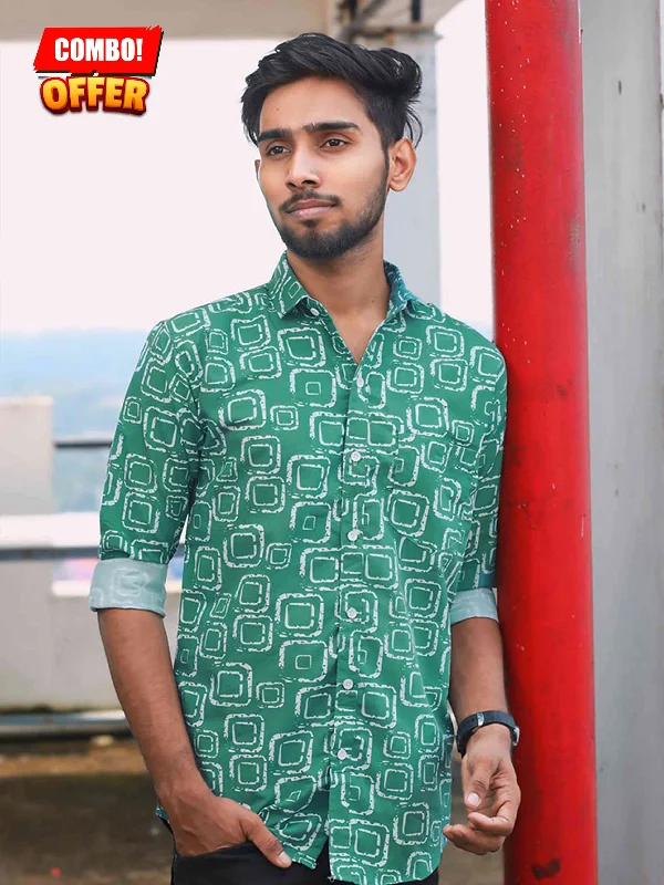 Combo Offer: Full-Sleeve Casual Shirts in Cotton Blend - ₹498