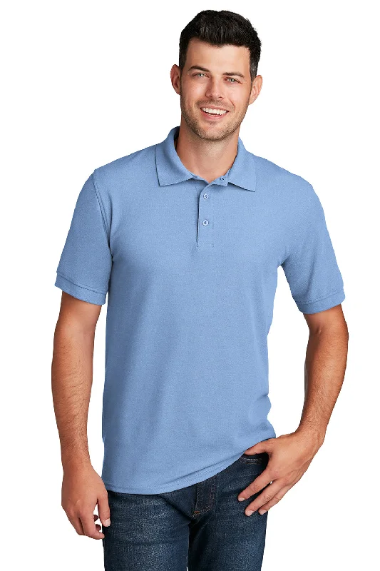 Port & Company Mens Core Stain Resistant Short Sleeve Polo Shirt - Light Blue