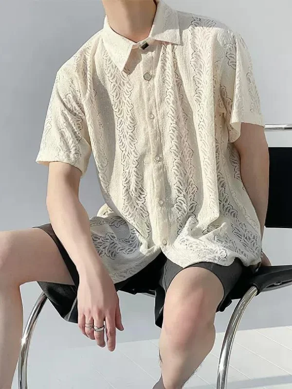 [HOHO] lace fabric short-sleeved shirt na1343