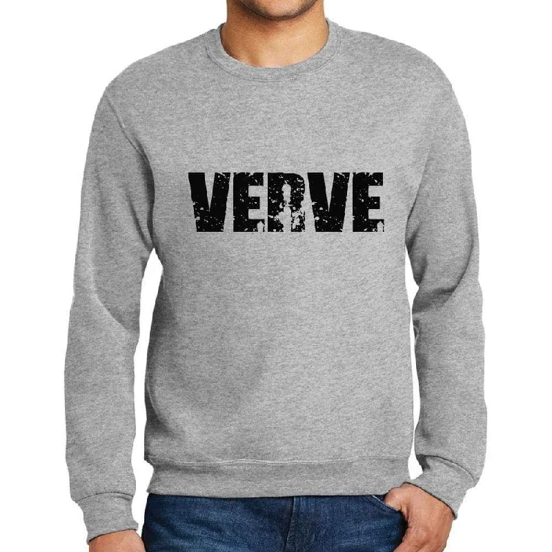 Men's Printed Graphic Sweatshirt Popular Words VERVE Grey Marl