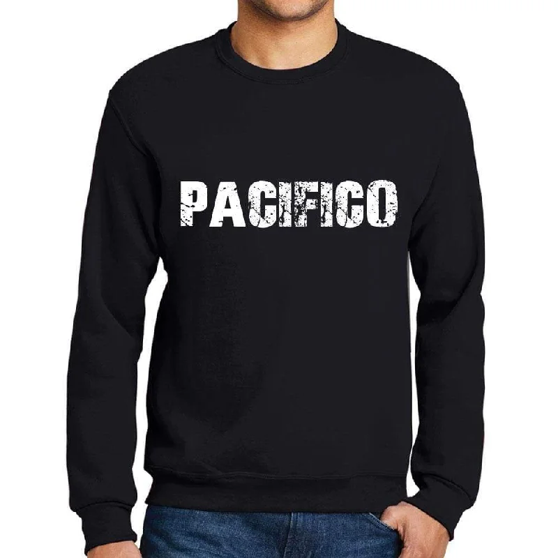 Men's Printed Graphic Sweatshirt Popular Words PACIFICO Deep Black