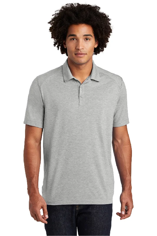 Sport-Tek Mens Moisture Wicking Short Sleeve Polo Shirt - Heather Light Grey