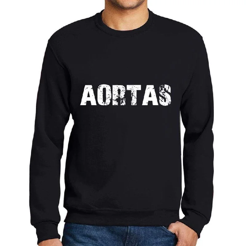 Men's Printed Graphic Sweatshirt Popular Words AORTAS Deep Black