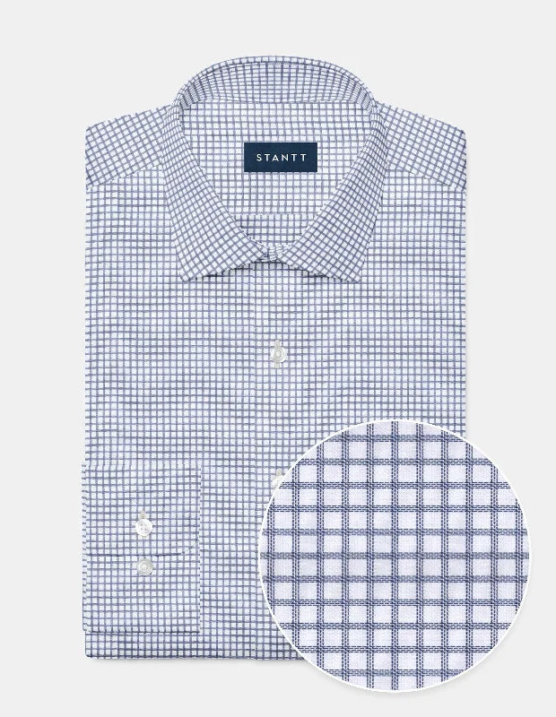 Wrinkle-Resistant Twill - Navy Grid Check