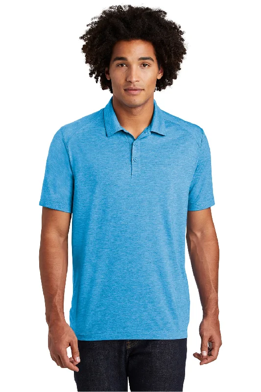 Sport-Tek Mens Moisture Wicking Short Sleeve Polo Shirt - Heather Pond Blue