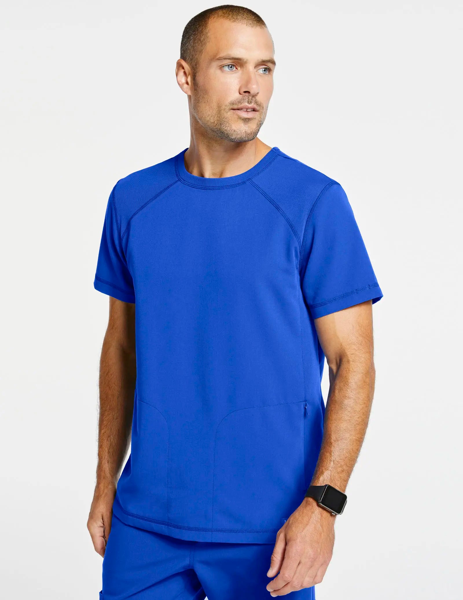 Jaanuu Men's Raglan-Sleeve Scrub Top - Royal Blue