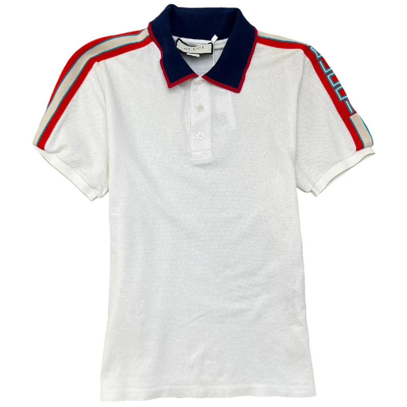 Men's Tape Logo Polo Shirt White Size L