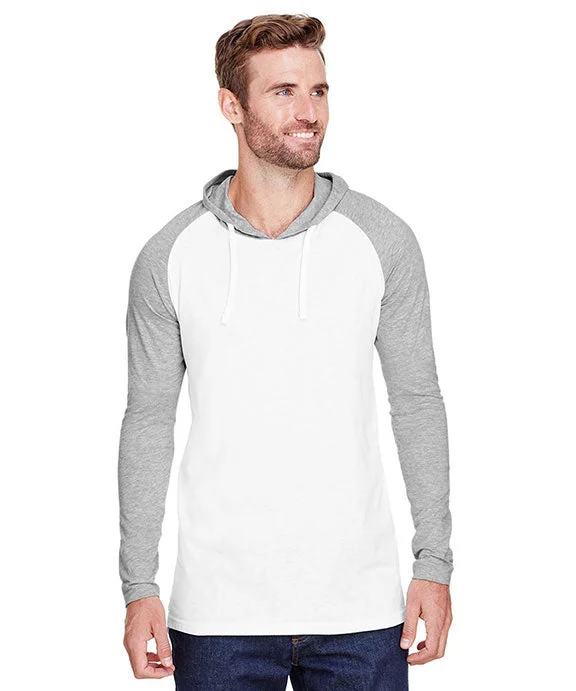 6917 - LAT Mens Hooded Raglan Long Sleeve Fine Jersey T-Shirt