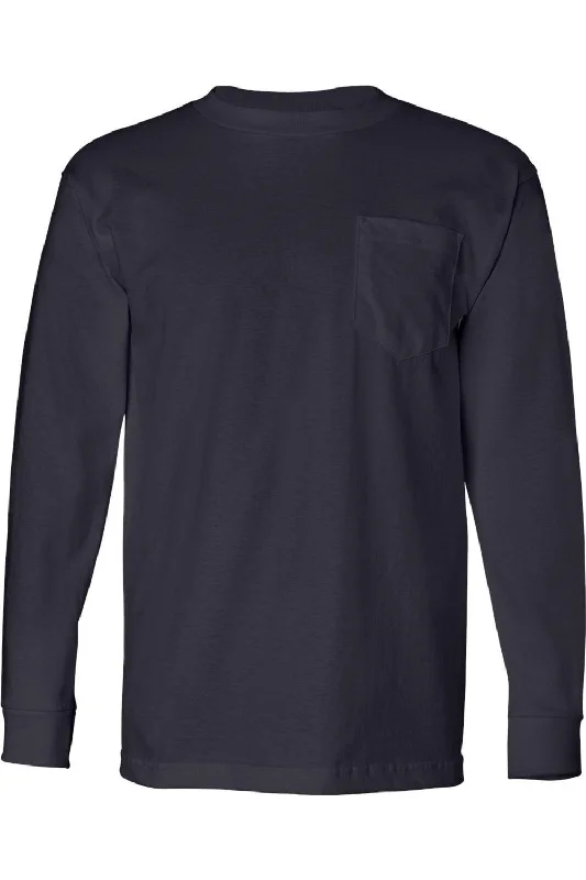 Bayside USA-Made Long Sleeve T-Shirt with a Pocket