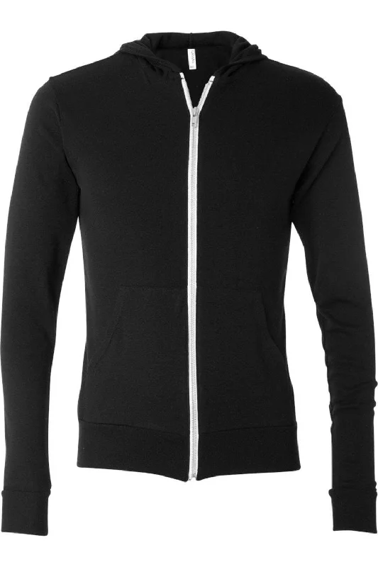 BELLA + CANVAS Triblend Lightweight Full-Zip Hooded Long Sleeve Tee