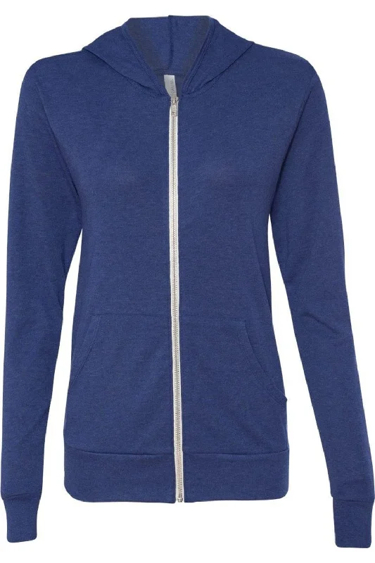 BELLA + CANVAS Triblend Lightweight Full-Zip Hooded Long Sleeve Tee