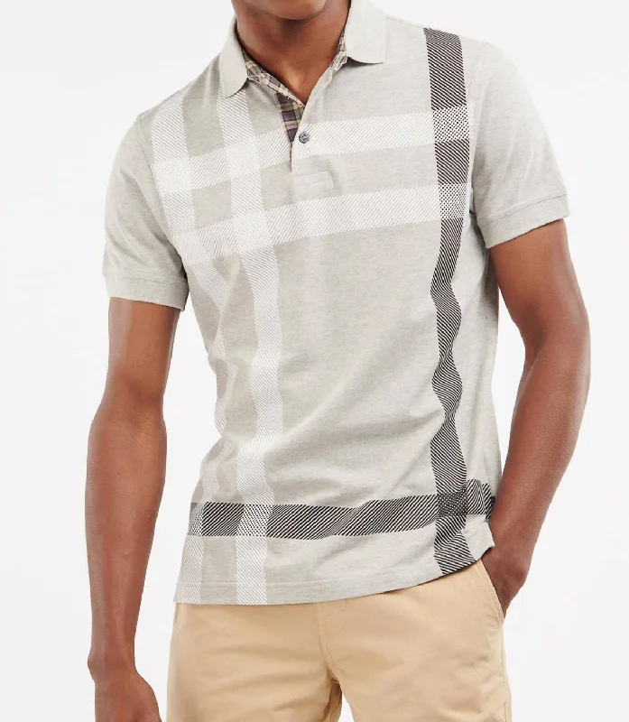 Blaine Tartan Polo In Grey Marl