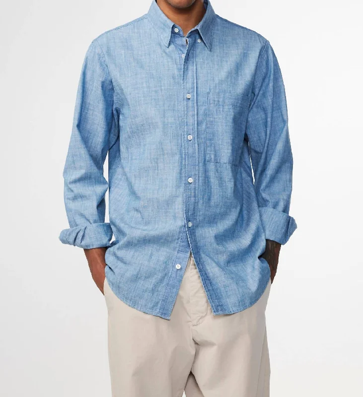 Cohen Chambray Shirt In Light Indigo