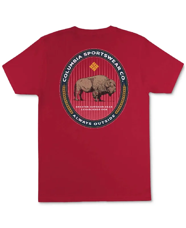 Columbia Benjamin Bison 3COLM1908 T-Shirt Men's 2XL Red Graphic Crew Neck APP463