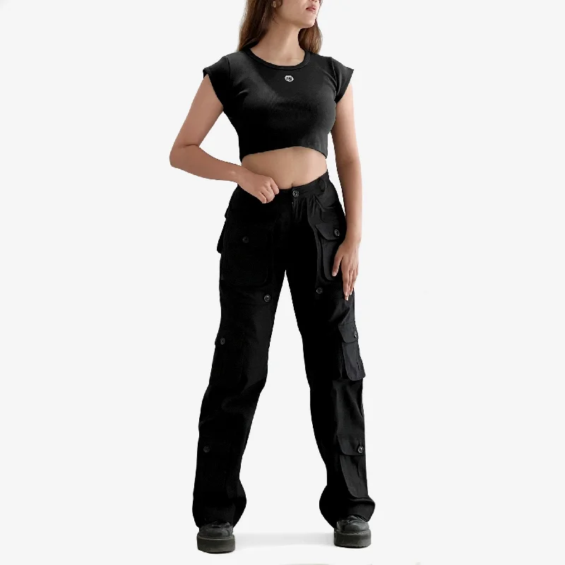 BLACK CAP SLEEVE CROPTOP