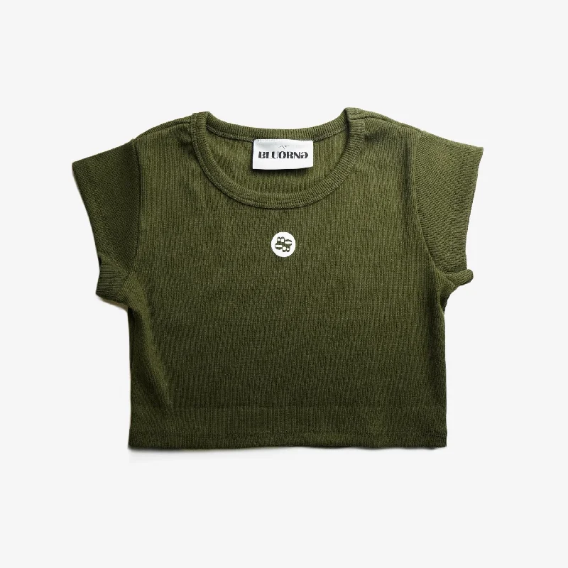 OLIVE CAP SLEEVE CROPTOP