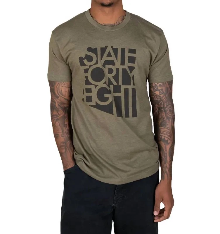 Crew Neck Classic Tee In Military Green/black