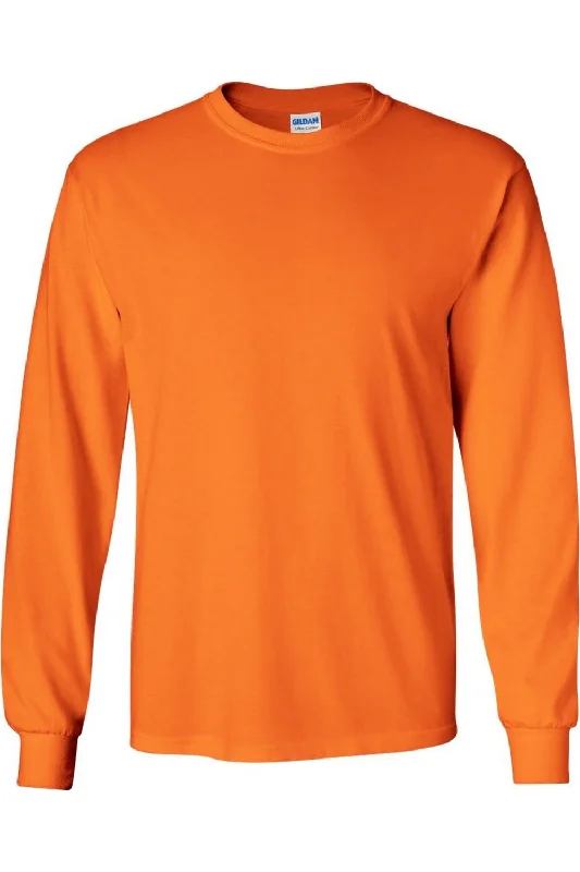 Gildan Mens Plain Crew Neck Ultra Cotton Long Sleeve T-Shirt