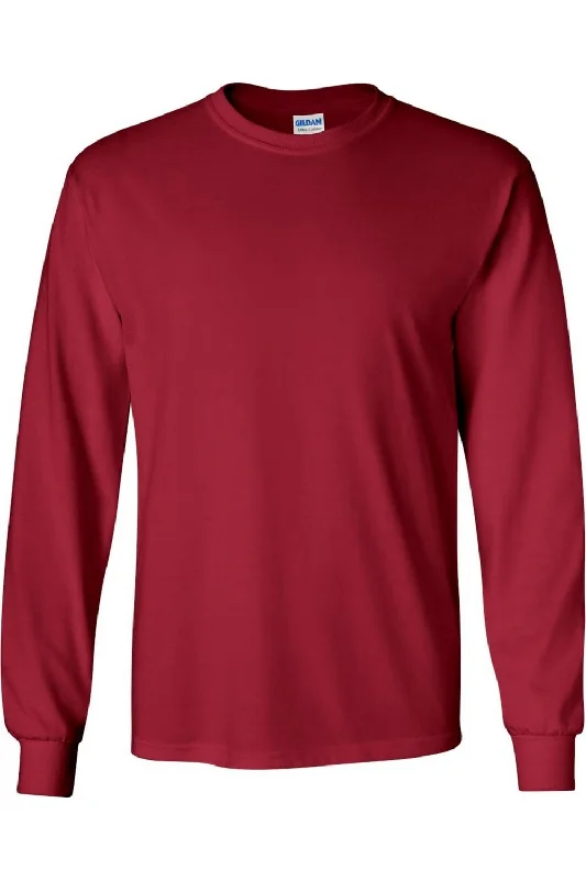 Gildan Mens Plain Crew Neck Ultra Cotton Long Sleeve T-Shirt