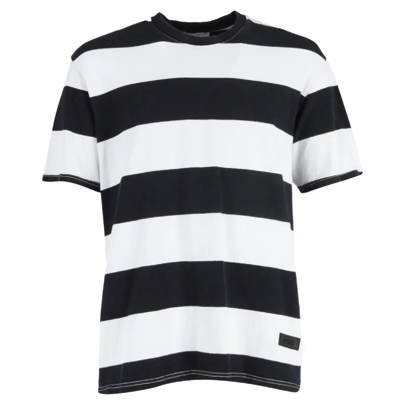 Givenchy Striped Crewneck Logo Patch T-Shirt in Black and White Cotton