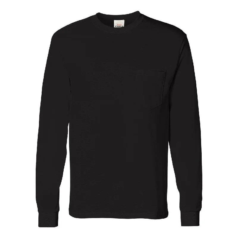 Hanes Authentic Long Sleeve Pocket T-Shirt