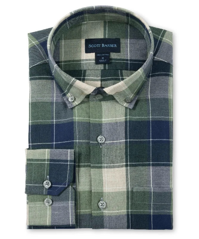 Lightweight Twill Plaid, Navy