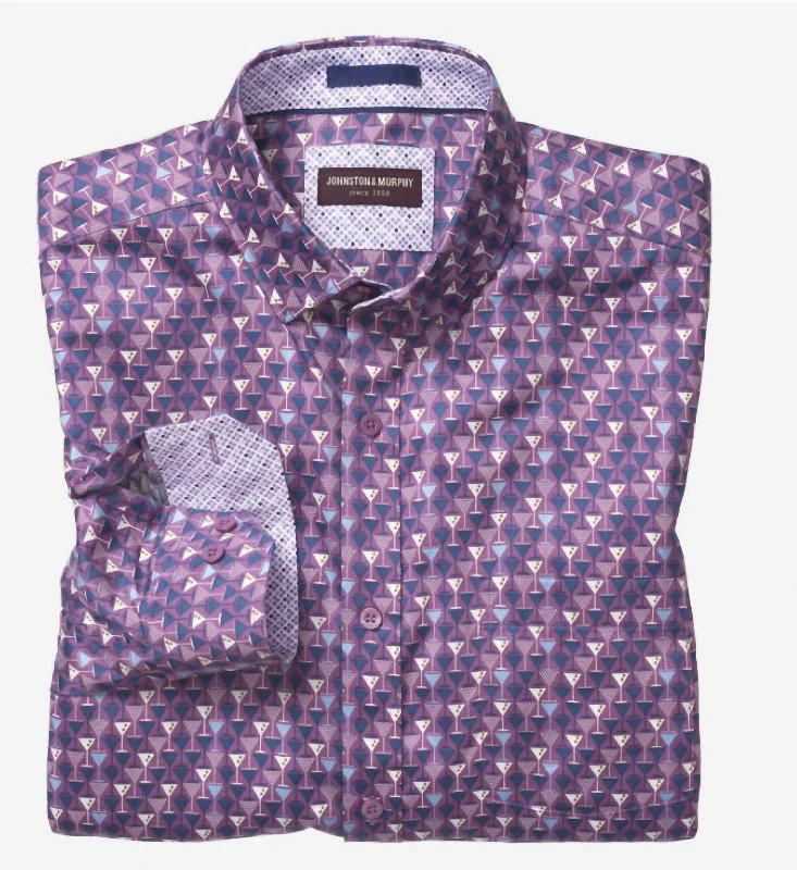 Men's Button Up Shirt In Purple Martini