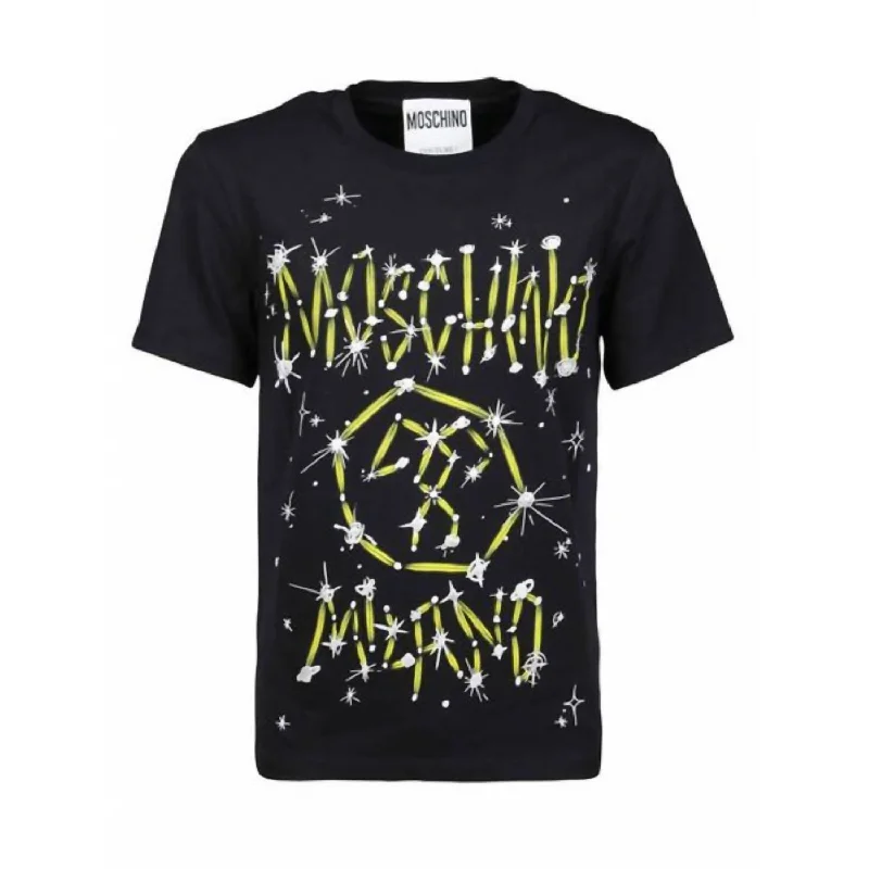 Men's Cotton Graffiti Logo Short Sleeve T-Shirt In Black