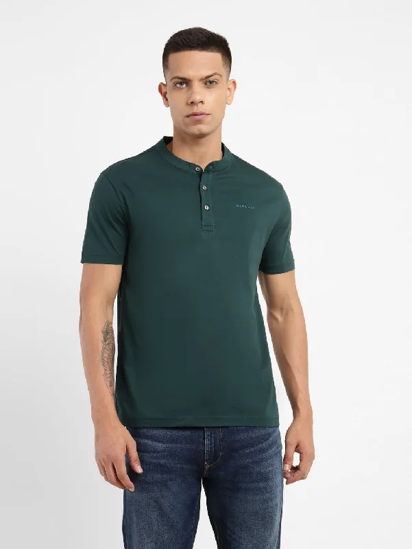 Men's Solid Henley Neck T-shirt