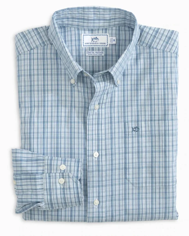 Men's Ellis Coastal Passage Sport Shirt In Brisk Blue