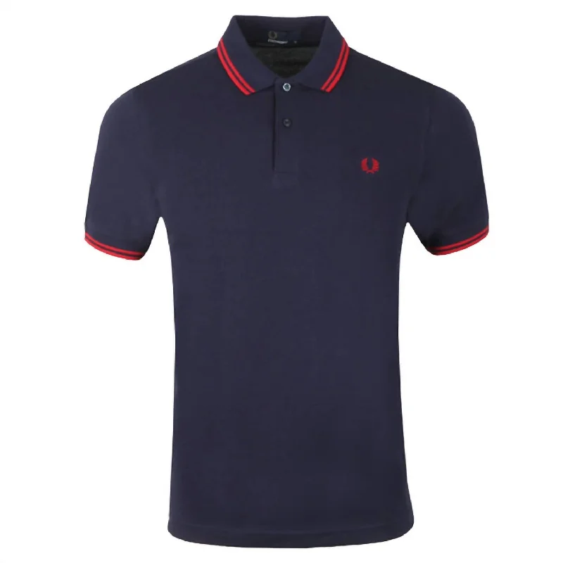 Men's Fred Perry Polo In French Navy/red/red