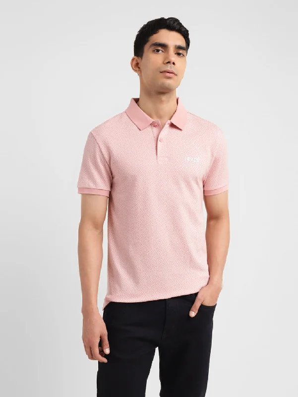 Men's Geometric Slim Fit Polo T-shirt