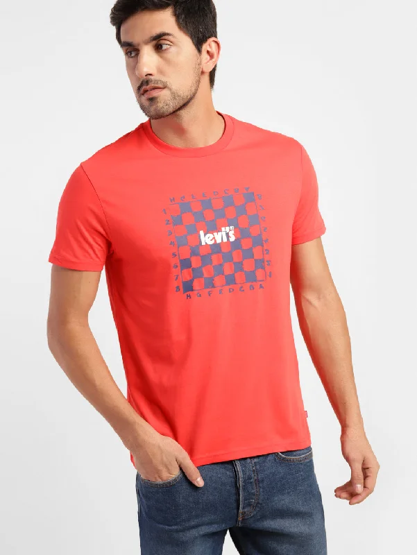 Men's Graphic Print Slim Fit T-shirt Red