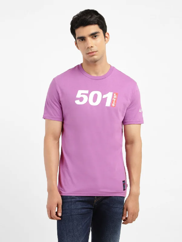 Men's Printed Slim Fit T-shirt Purple