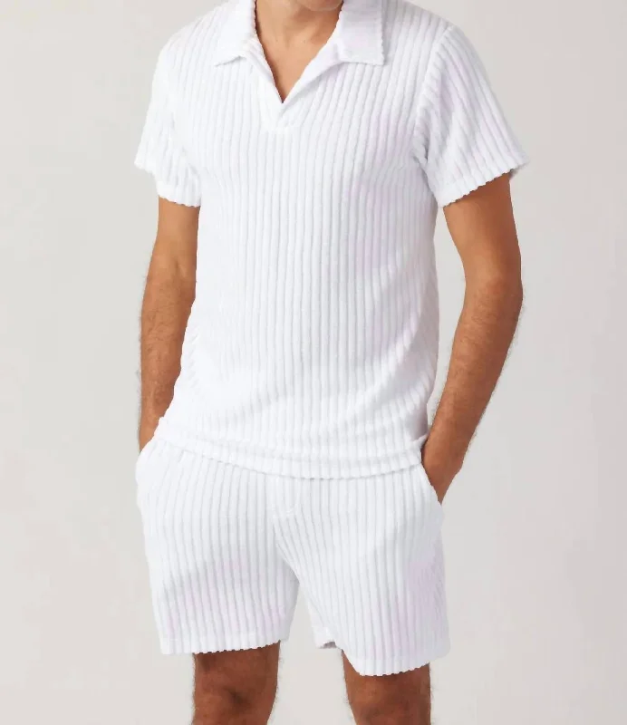 Mens Riviera Terry Polo In White