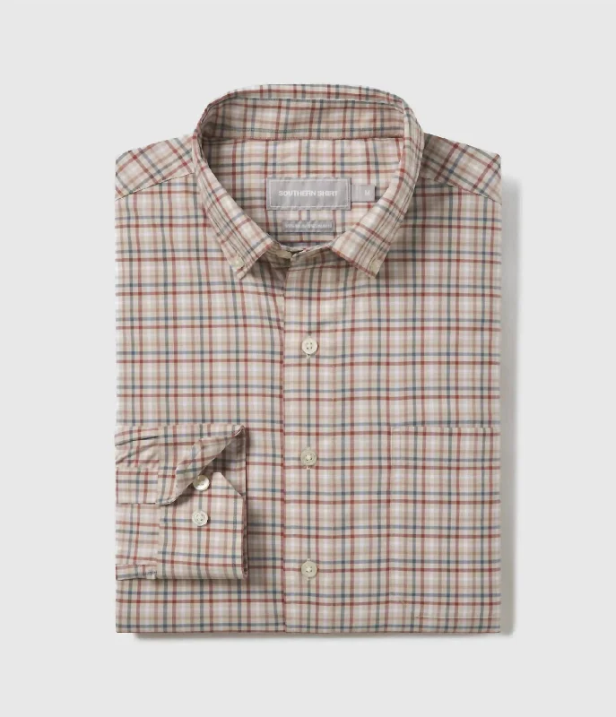 Men's Samford Check Long Sleeve Dress Shirt In Browning