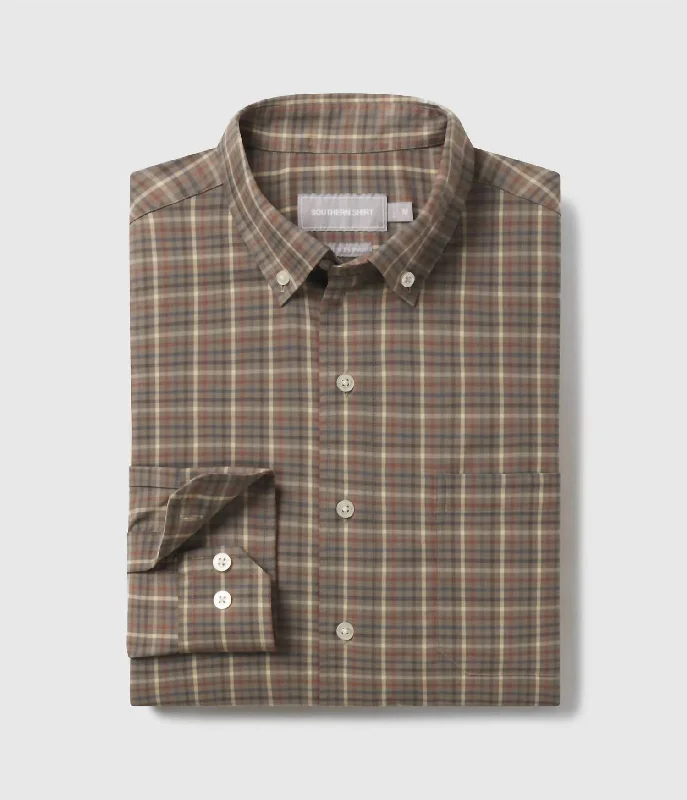 Men's Samford Check Long Sleeve Dress Shirt In Deep Forest