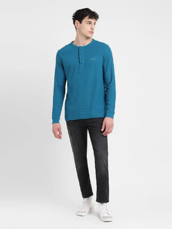 Men's Solid Henley Neck T-shirt