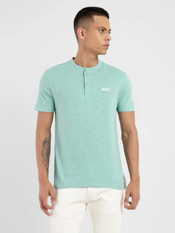 Men's Solid Henley Neck T-shirt