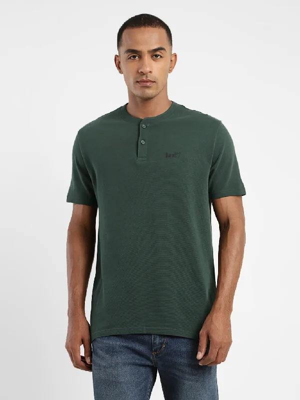 Men's Solid Henley Neck T-shirt