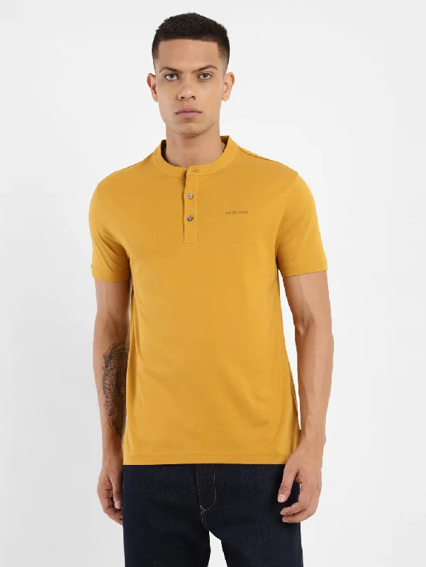 Men's Solid Henley Neck T-shirt