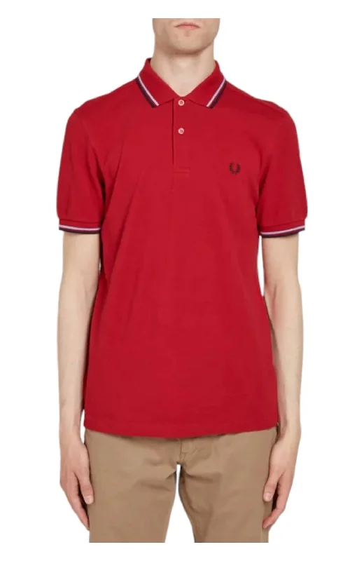 Men's Twin Tipped Polo Shirt In Deep Red/navy