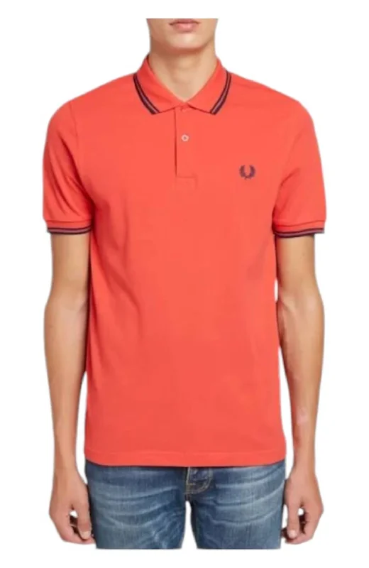 Men's Twin Tipped Polo Shirt In Red/black