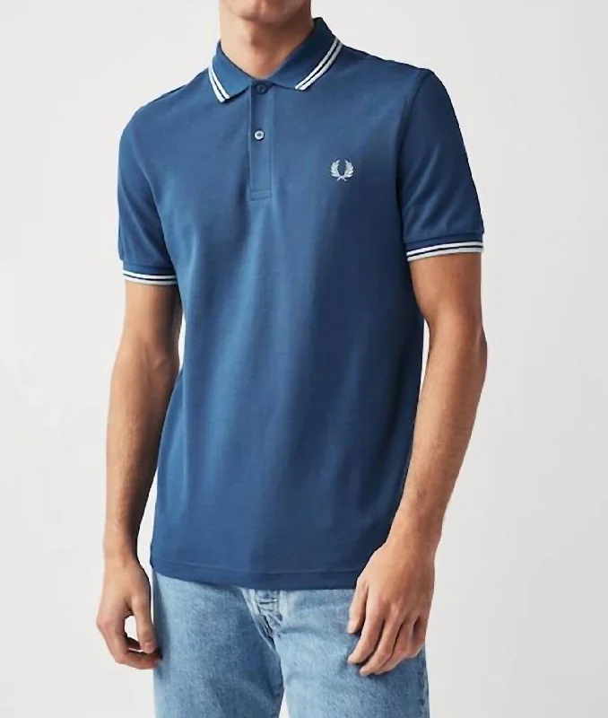 Men's Twin Tipped Polo Shirt In Wave Blue/white