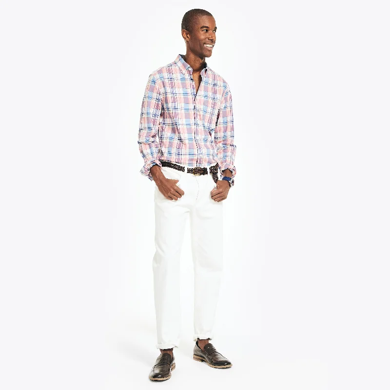 Nautica Mens Plaid Poplin Shirt