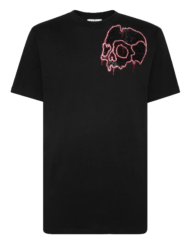 T-shirt Round Neck SS with crystals Dripping Skull