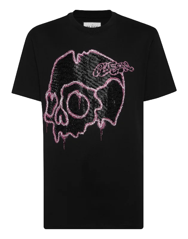 T-shirt Round Neck SS with crystals Dripping Skull