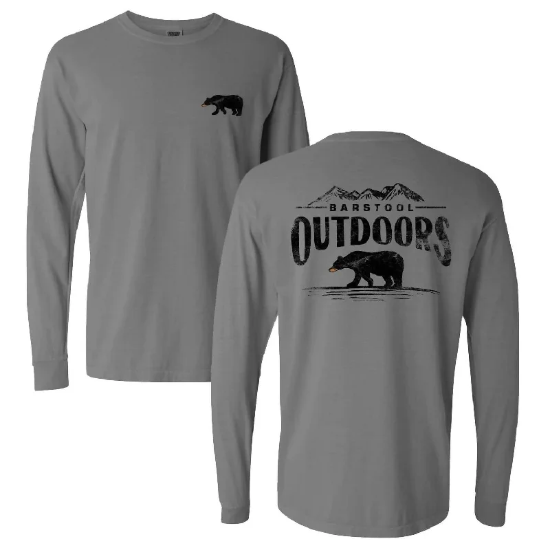 Unisex Bear Long Sleeve Tee In Grey