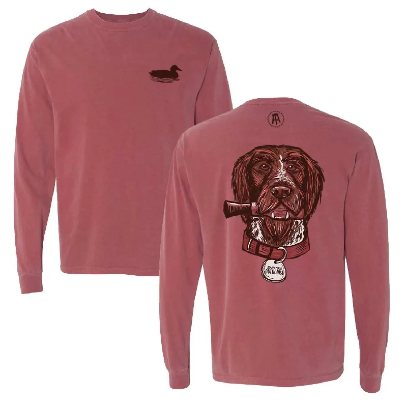 Unisex Pointer Long Sleeve Tee In Red